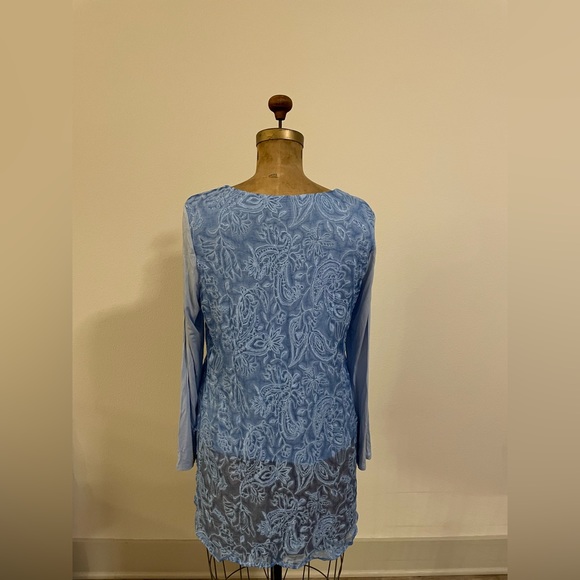 Soft Surroundings Blue Silk Overlay Tunic Size Petite Large - Picture 3 of 5